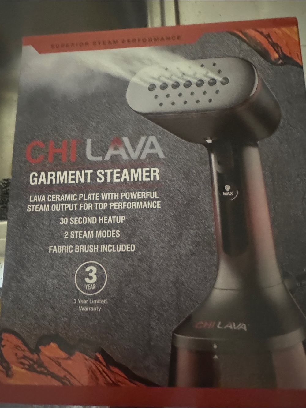 CHI Lava Garment Steamer - Black and Red